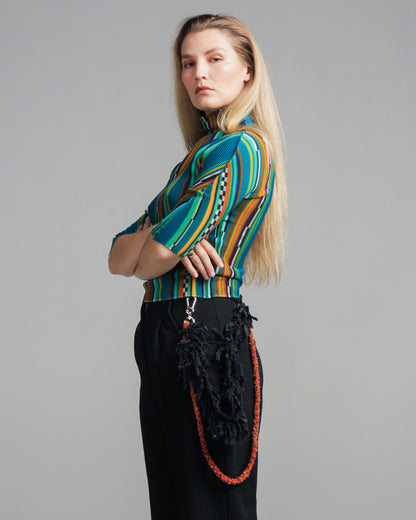 Blue Rainbow Striped Top
