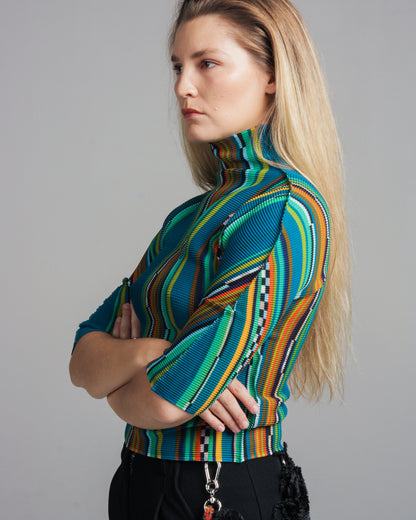 Blue Rainbow Striped Top