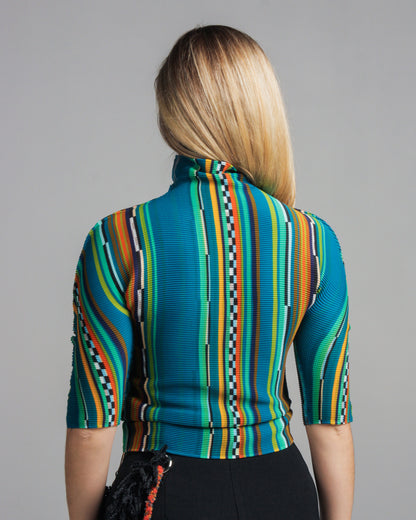 Blue Rainbow Striped Top