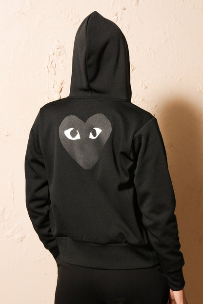 Black Zip Hoodie with Black Heart