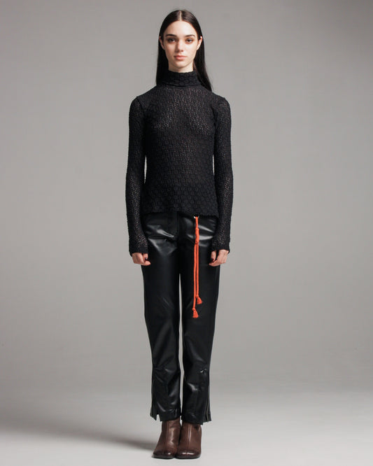 Black Floral Longsleeve Turtle Neck