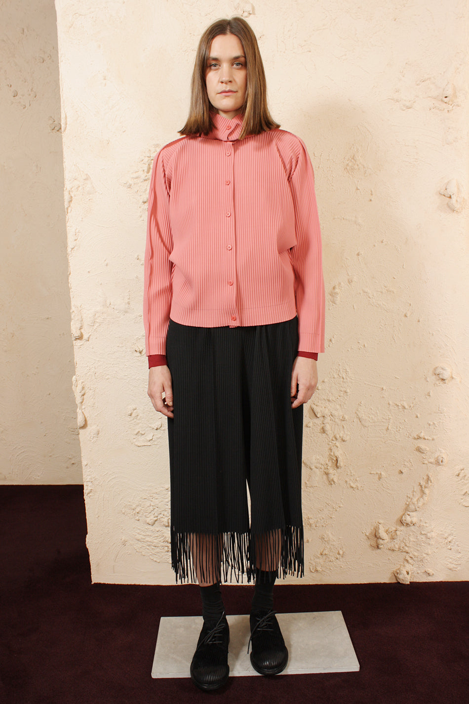 Soft Pleated Fringed Trouser