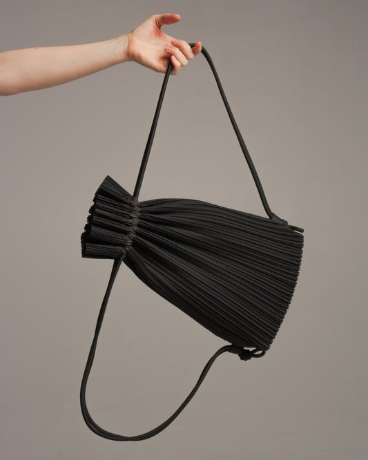 Black Drawstring Pleats Bag