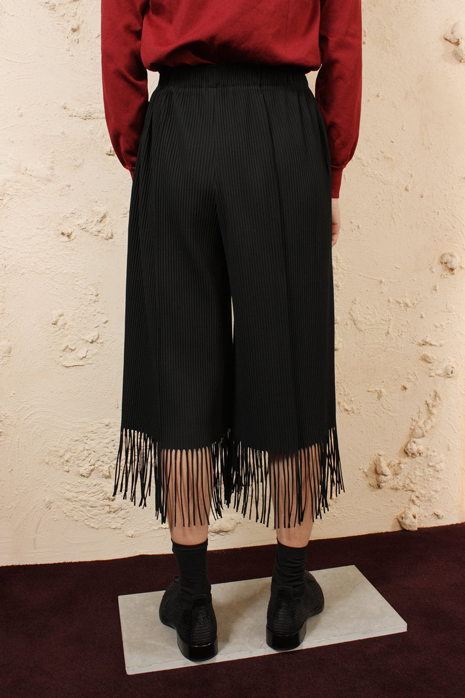 Soft Pleated Fringed Trouser