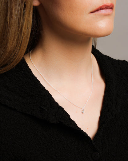 Gem Charm Necklace Silver Diamond