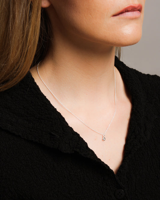 Gem Charm Necklace Silver Diamond