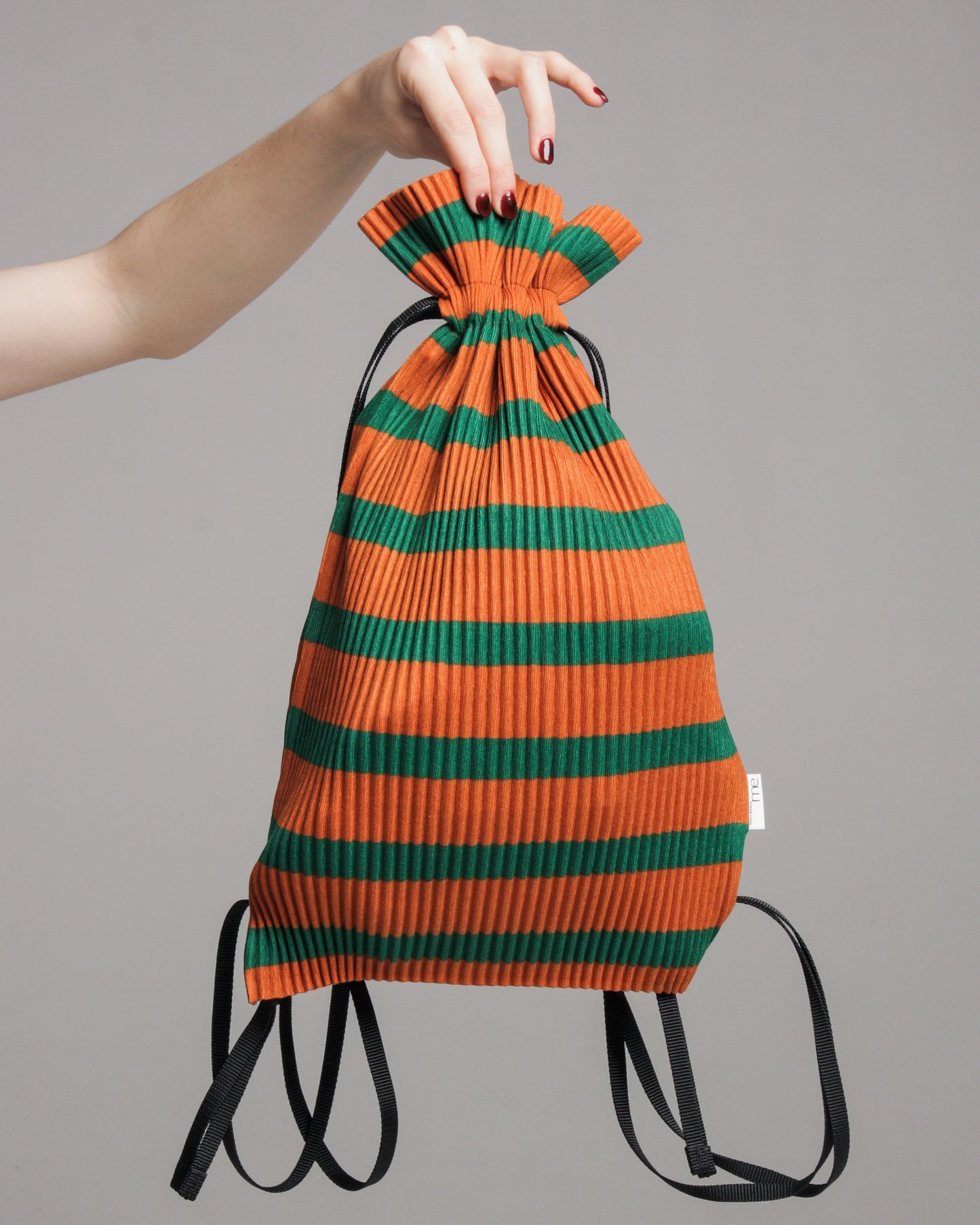 Orange & Green Stripe Drawstring Bag