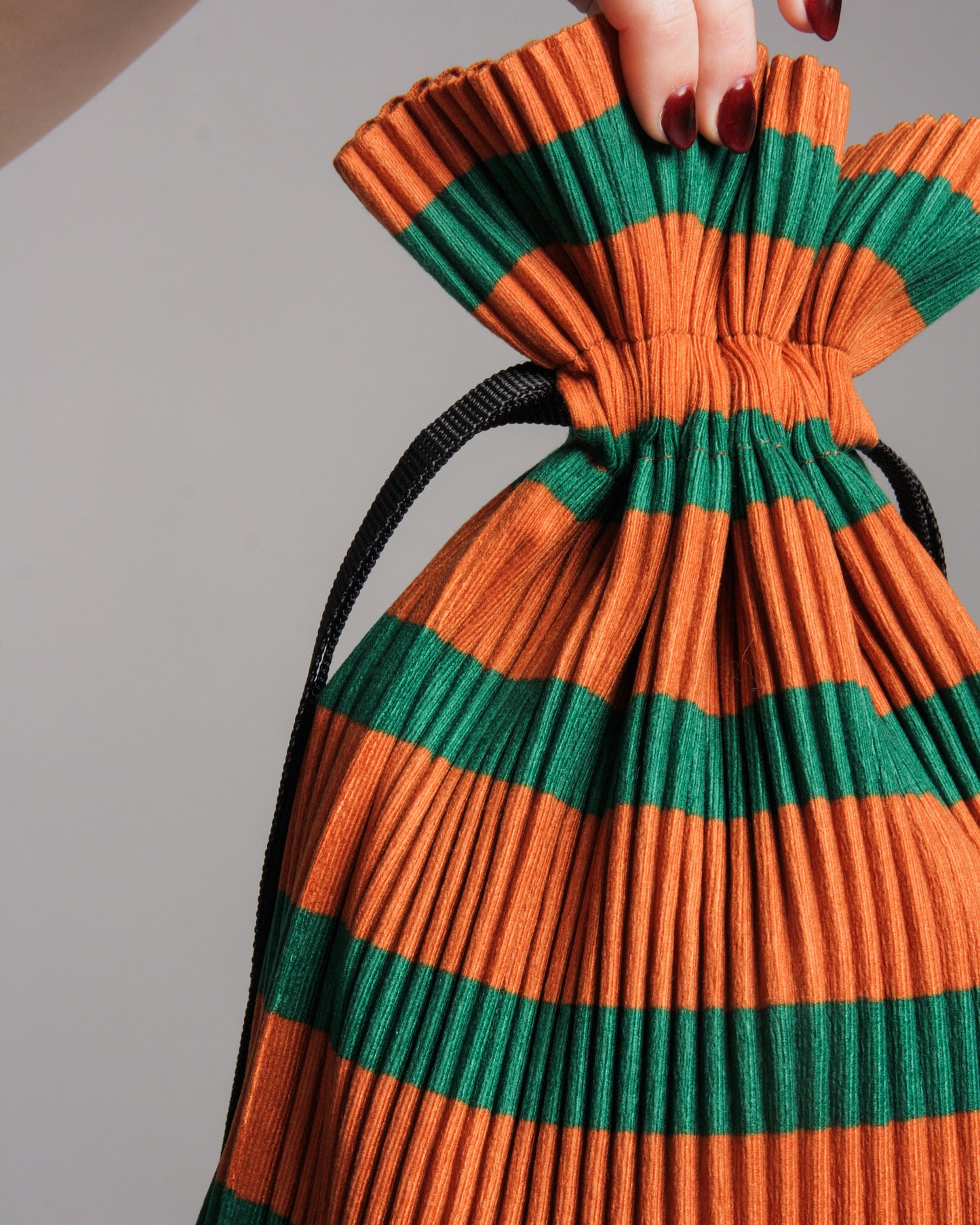 Orange & Green Stripe Drawstring Bag
