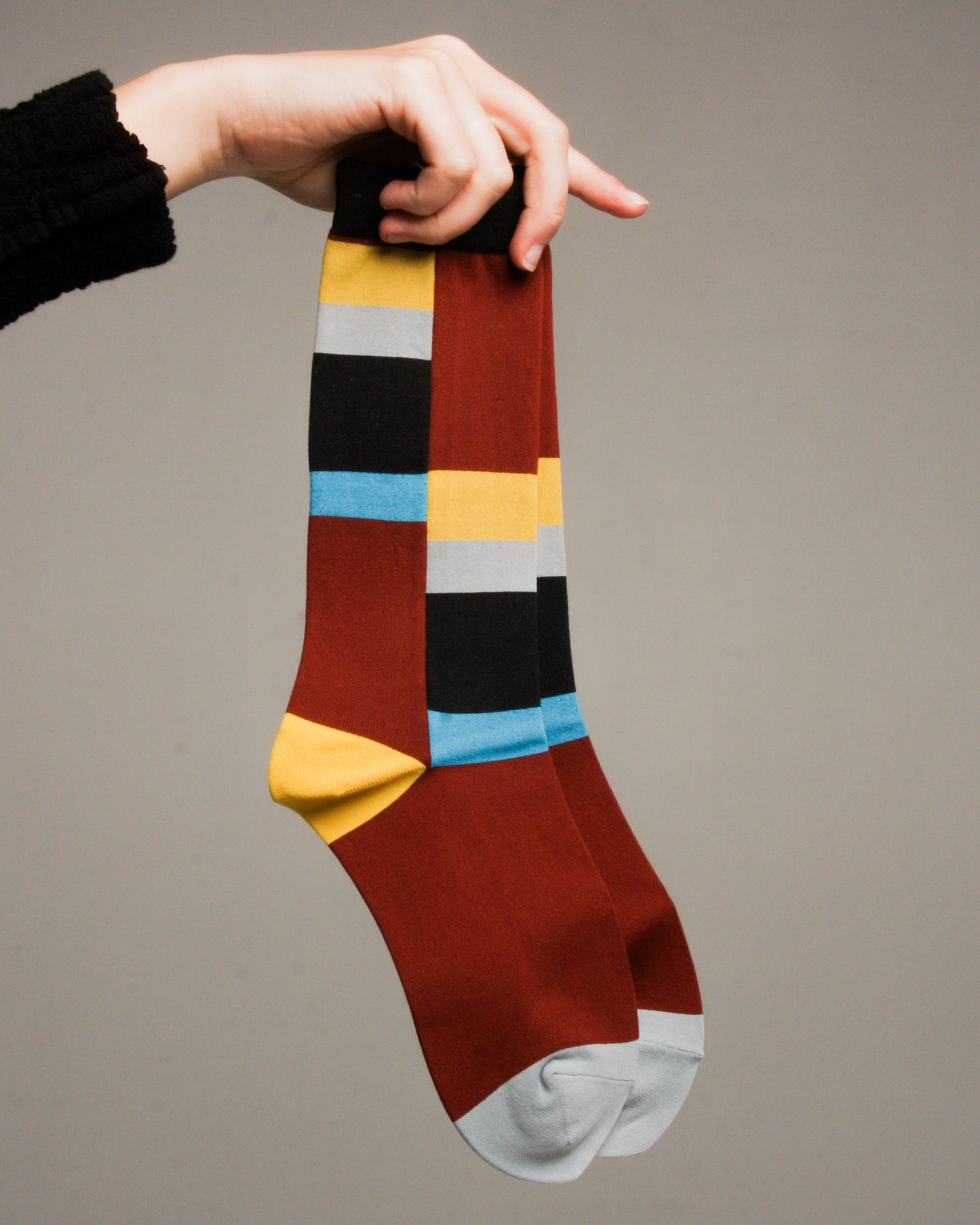 Square Stripe Brown Sock