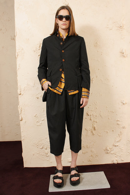 Pleated Waist Black Pant