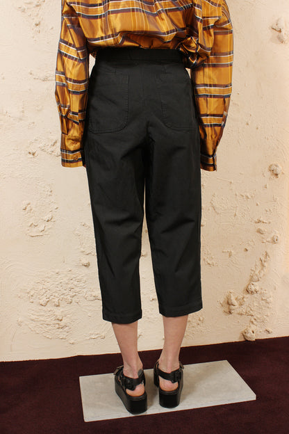 Pleated Waist Black Pant