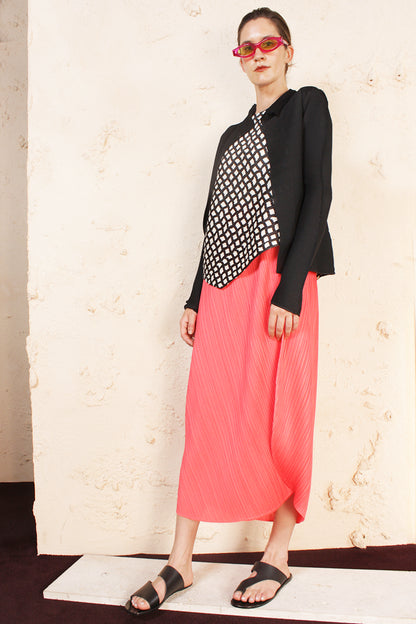 Stretch Pleats Basic Cardigan
