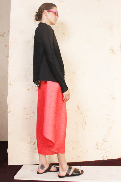 Stretch Pleats Basic Cardigan