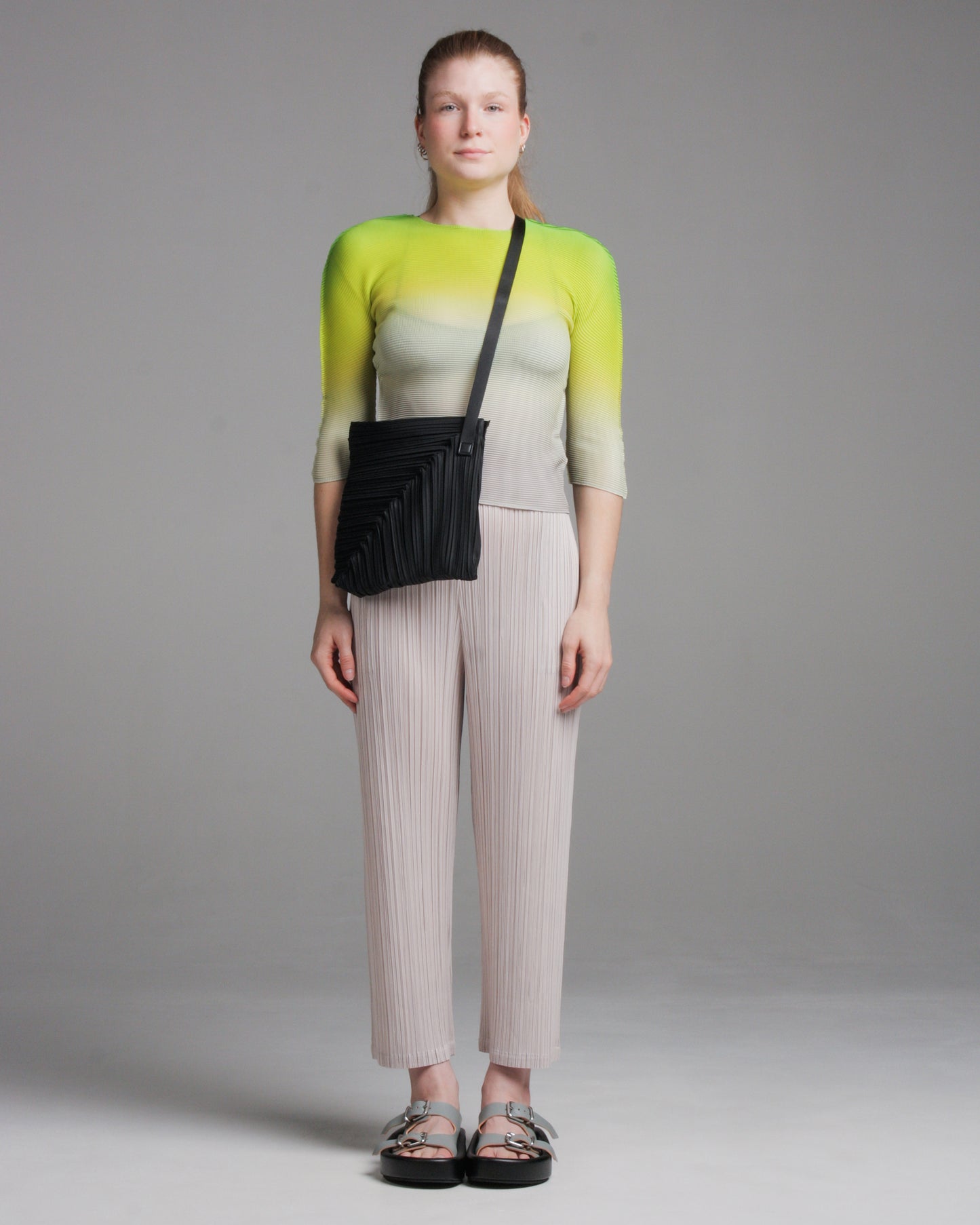 Black Diagonal Pleats Bag