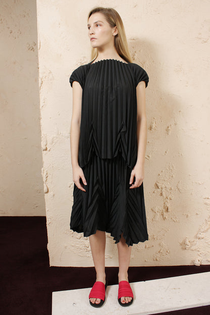 Sleeveless Pleated Blouse