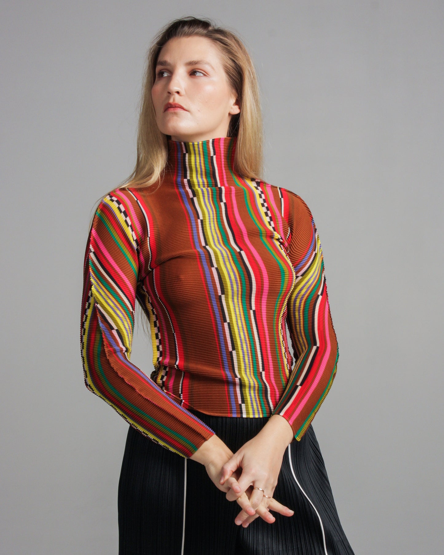 Brown Rainbow Striped Top