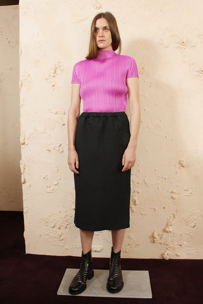 High Neck Pleated Tee