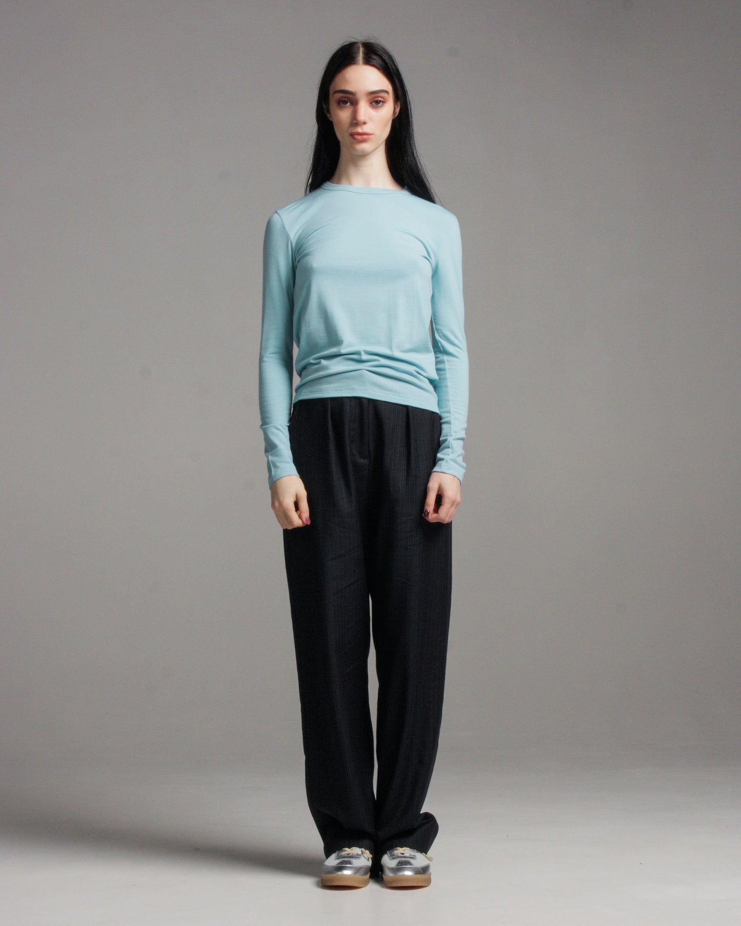 Tad Powder Blue Long Sleeve Top