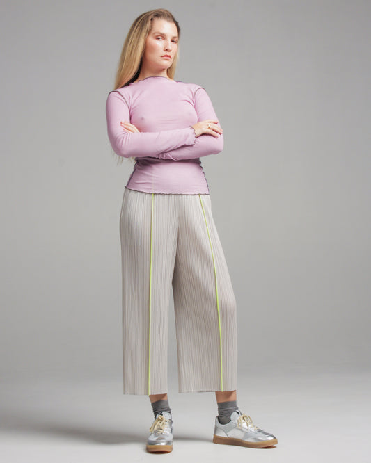 Sway Silver Wide Pleated Trouser