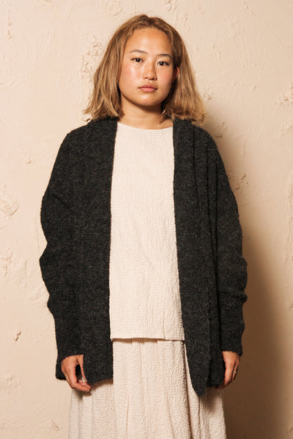 Alpaca Wool Cardigan Charcoal