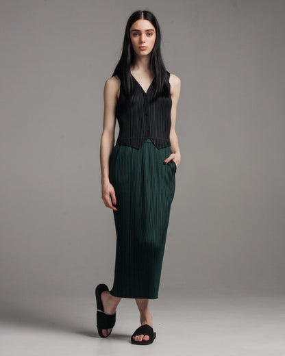 Green Basic Straight Skirt