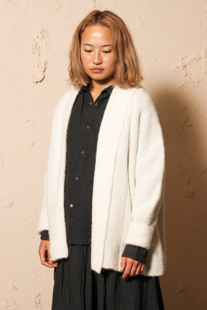 Alpaca Wool Cardigan White