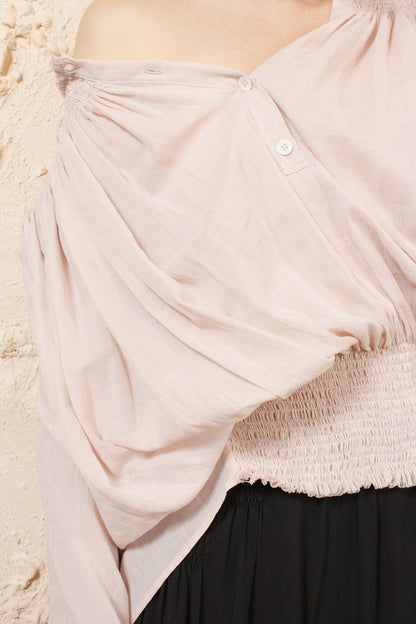 Shirring Detail Cotton Cashmere Top