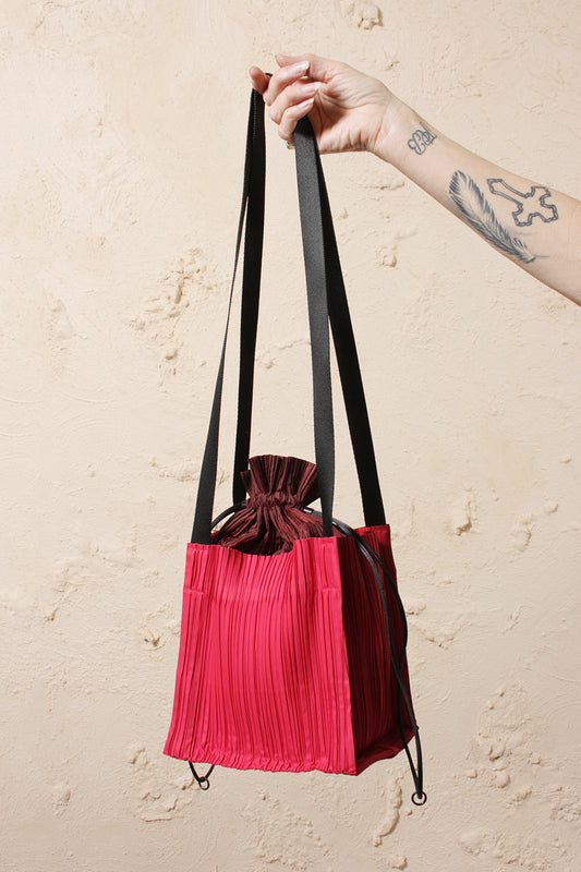 Pleated Drawstring Bag Pink