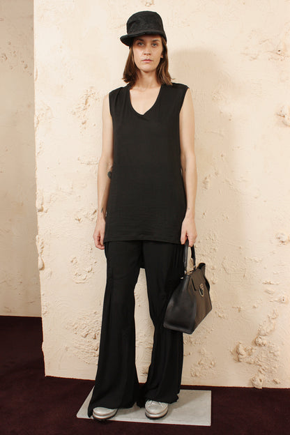Contrast Fabric Draped Tank