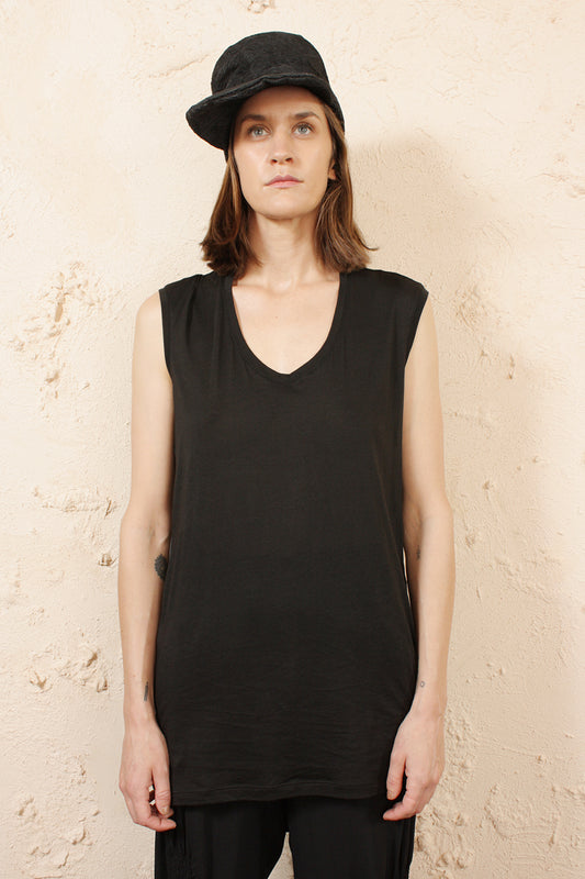 Contrast Fabric Draped Tank