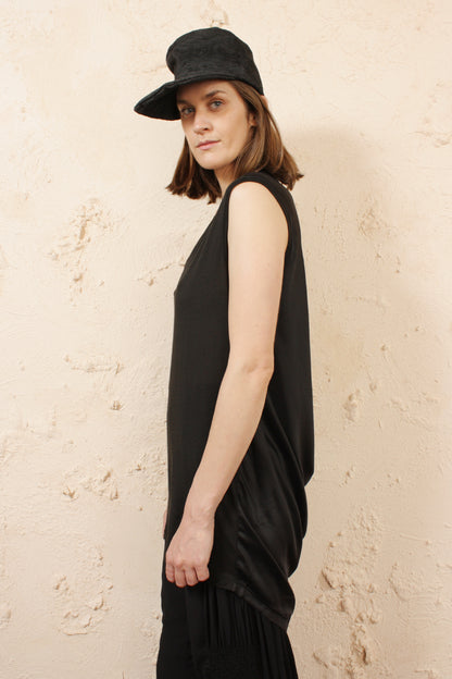 Contrast Fabric Draped Tank