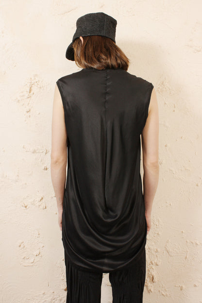 Contrast Fabric Draped Tank