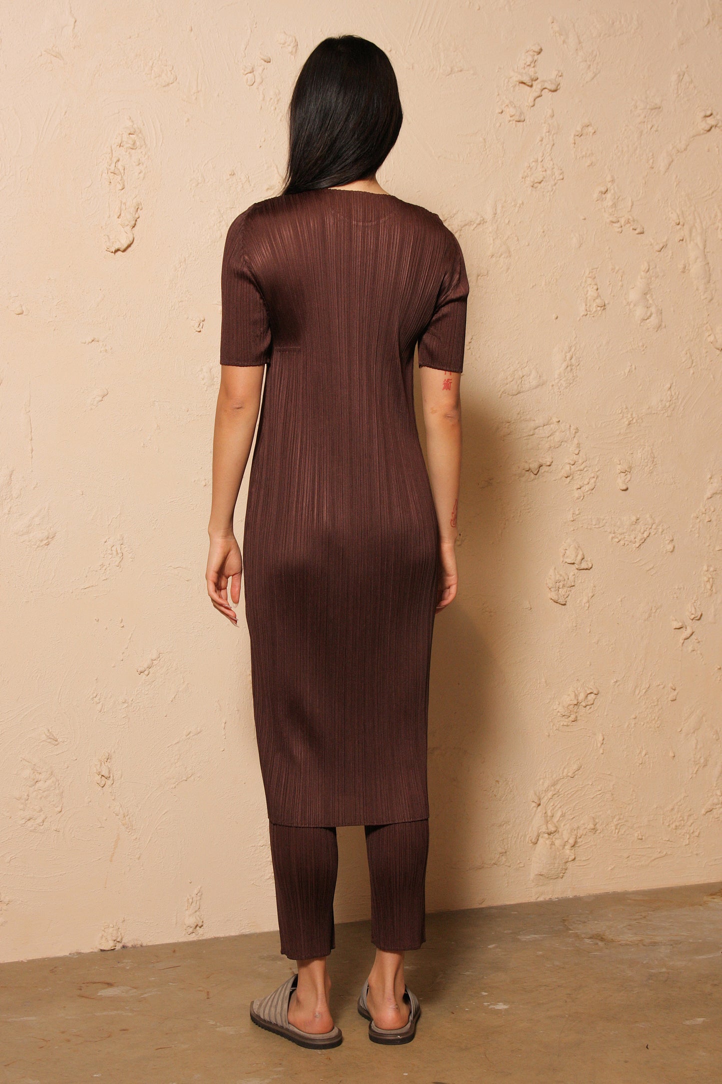 Pleated Dress Brown
