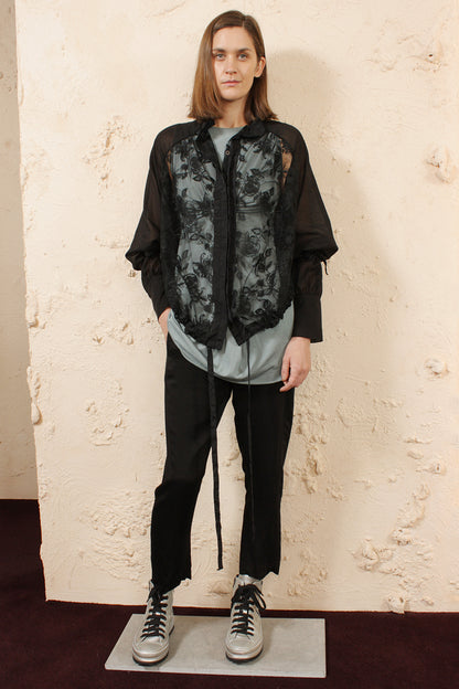 Floral Lace Shirt Black