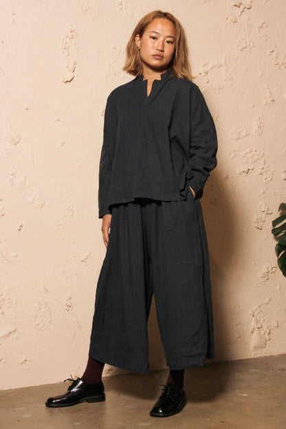 Silk Linen Pullover navy