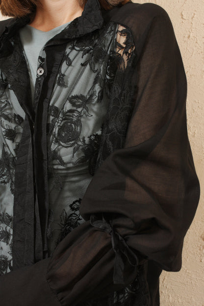 Floral Lace Shirt Black
