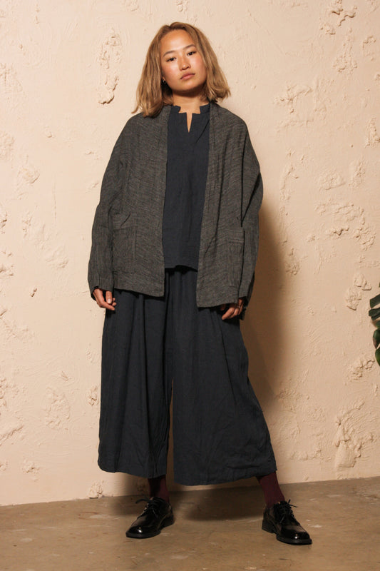 Herringbone Short Cardigan Black