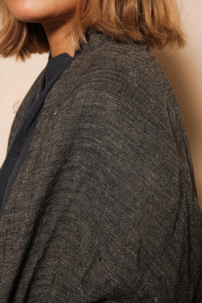 Herringbone Short Cardigan Black