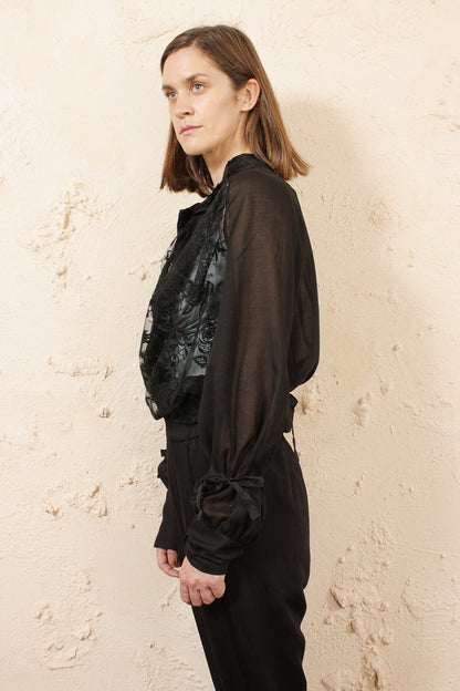 Floral Lace Shirt Black