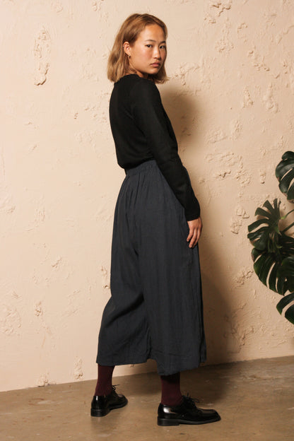 Silk Linen Pants Navy