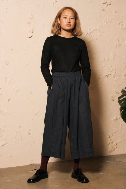 Silk Linen Pants Navy