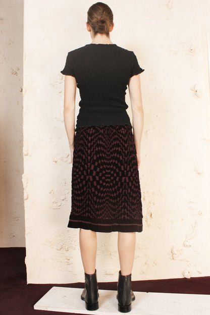 Geometric Flocked Skirt Pink