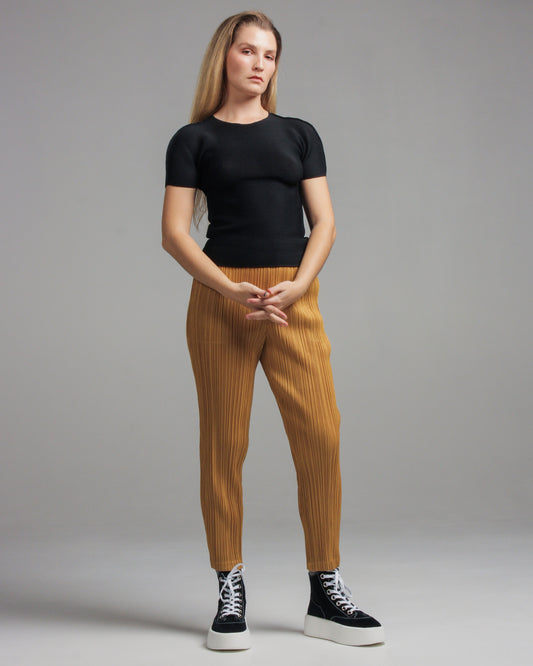 Black Micropleat  Tee