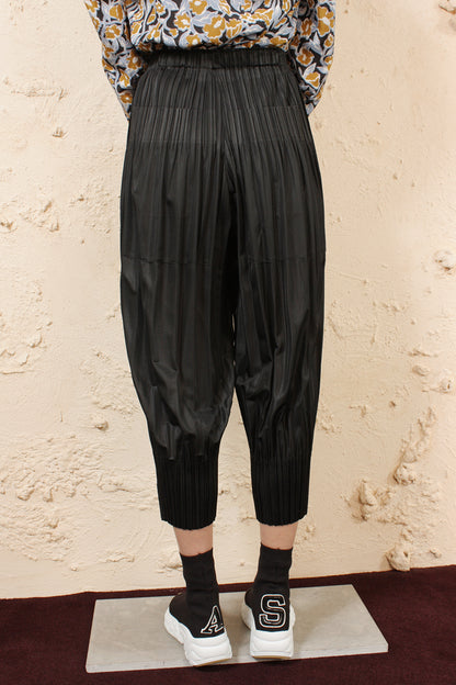 Fluffy Pleated Pants Black