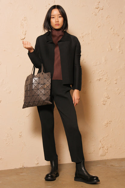 Micropleated Black Cardigan