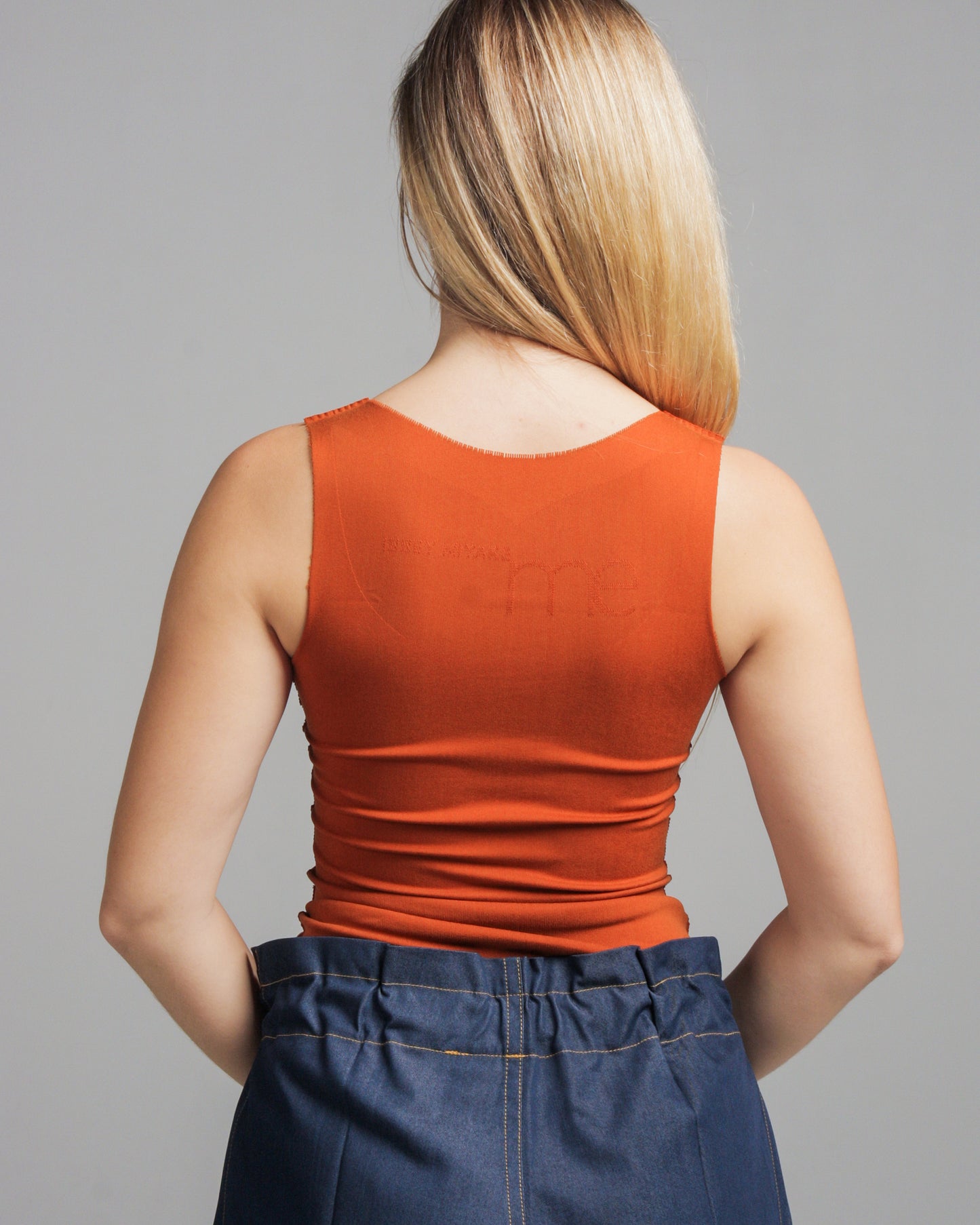 Orange Basic Fitted Tank Top