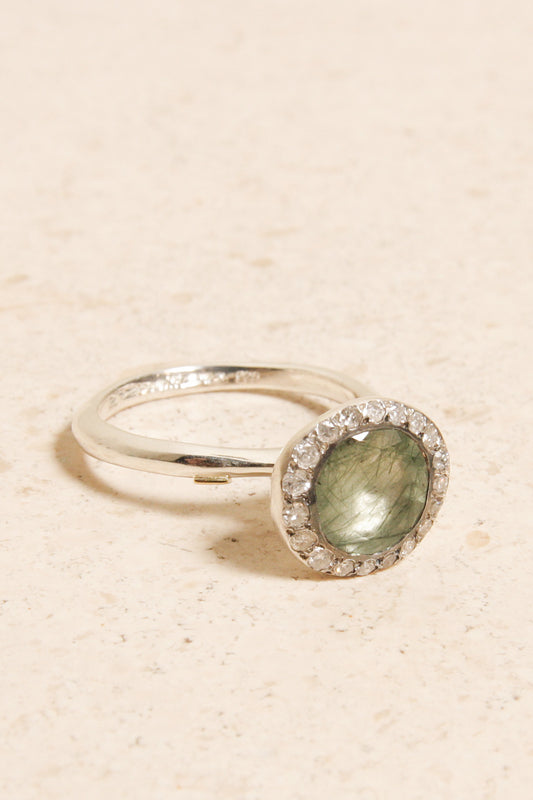 Beril Green Rutilated Quartz Ring