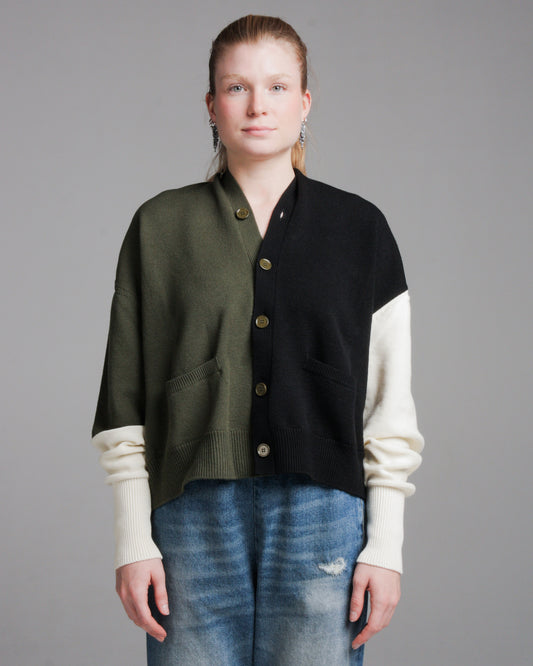Khaki and Black Cardigan