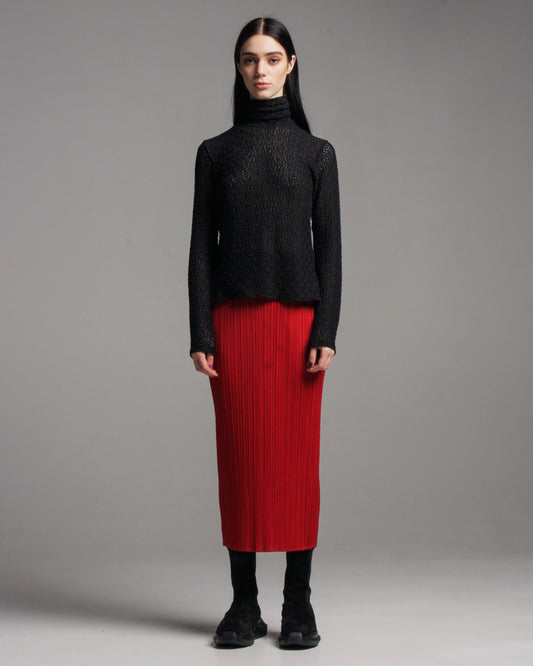 Red Basic Straight Skirt