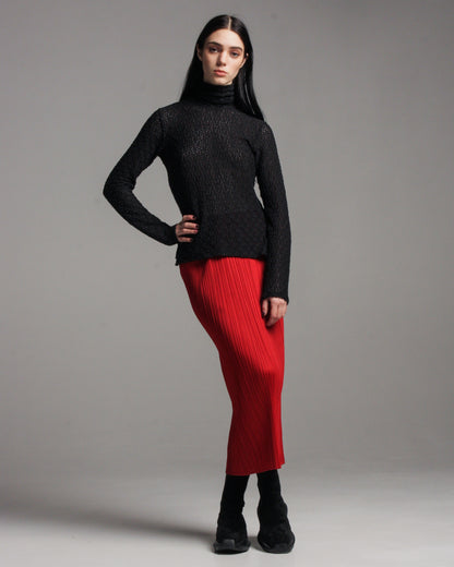 Red Basic Straight Skirt